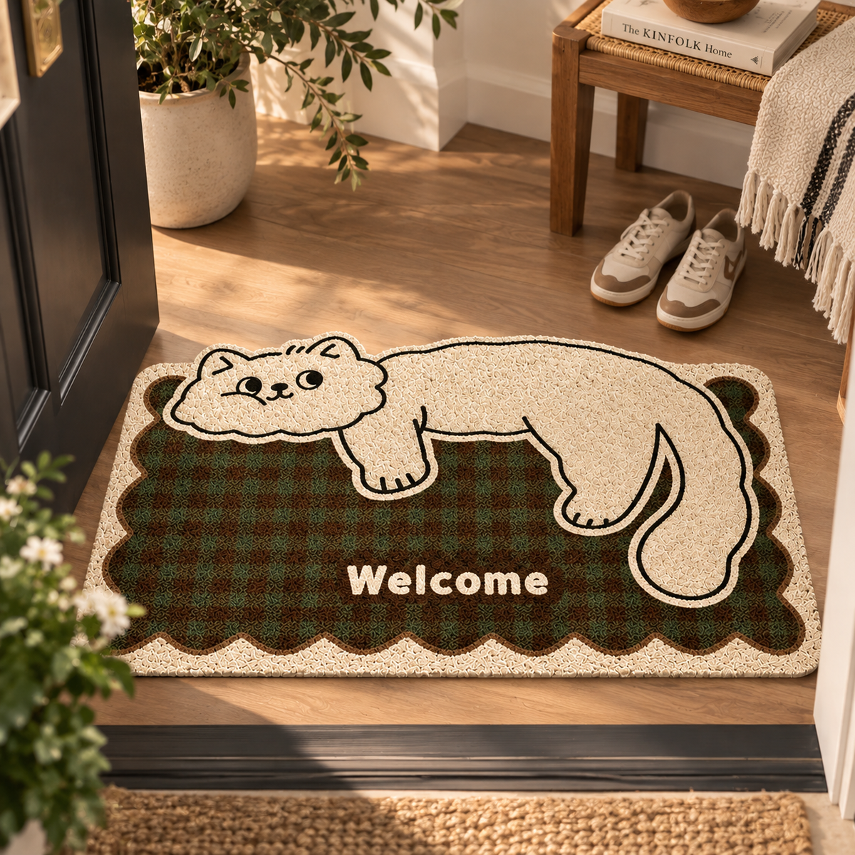Vintage Striped Cat Doormat