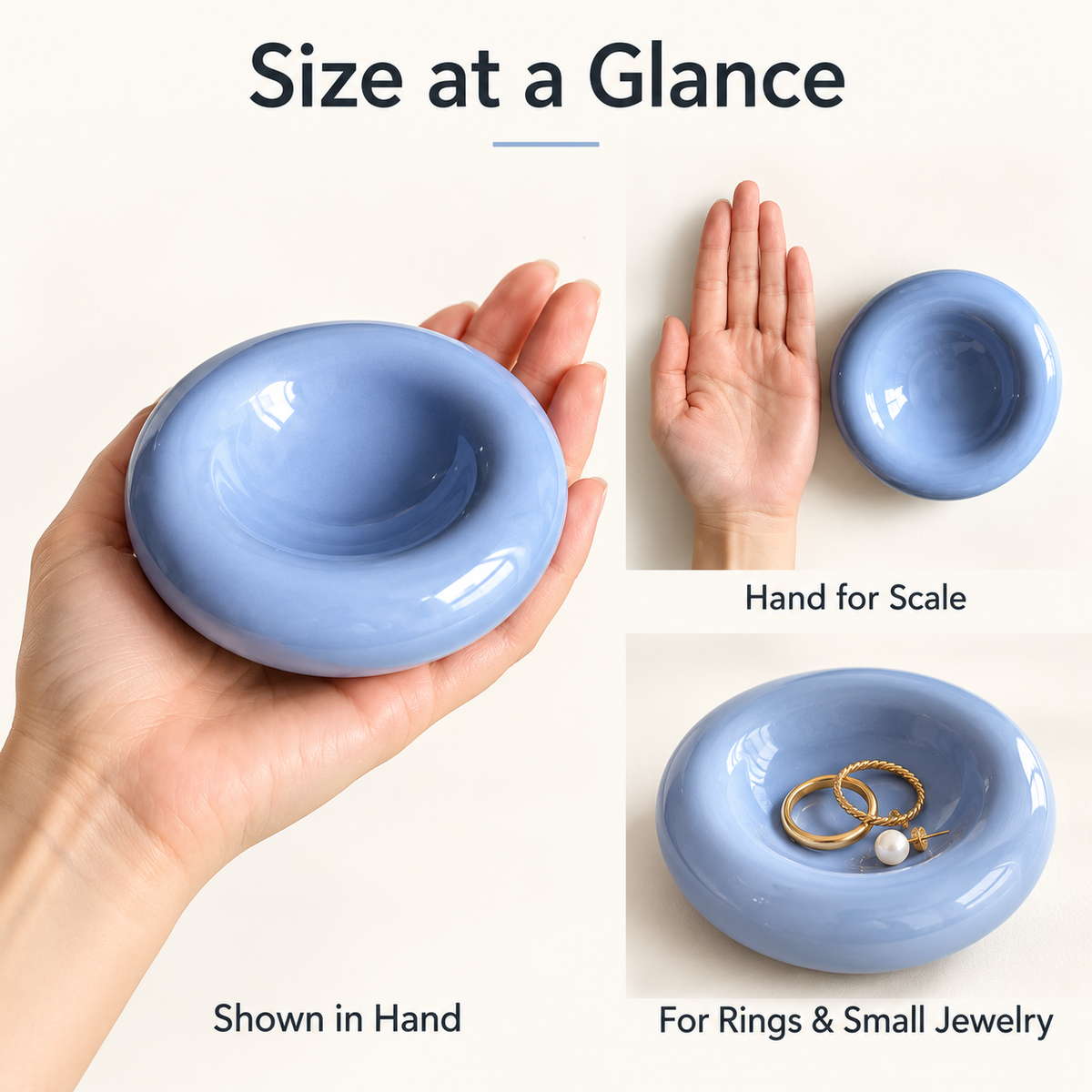 Premium Donut Shaped Ceramic Jewelry Dish - Decorative Ring Holder & Aesthetic Trinket Tray