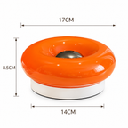 Orange donut lamp dimension diagram showing a 17 cm shade diameter, 8.5 cm height and 14 cm base diameter.