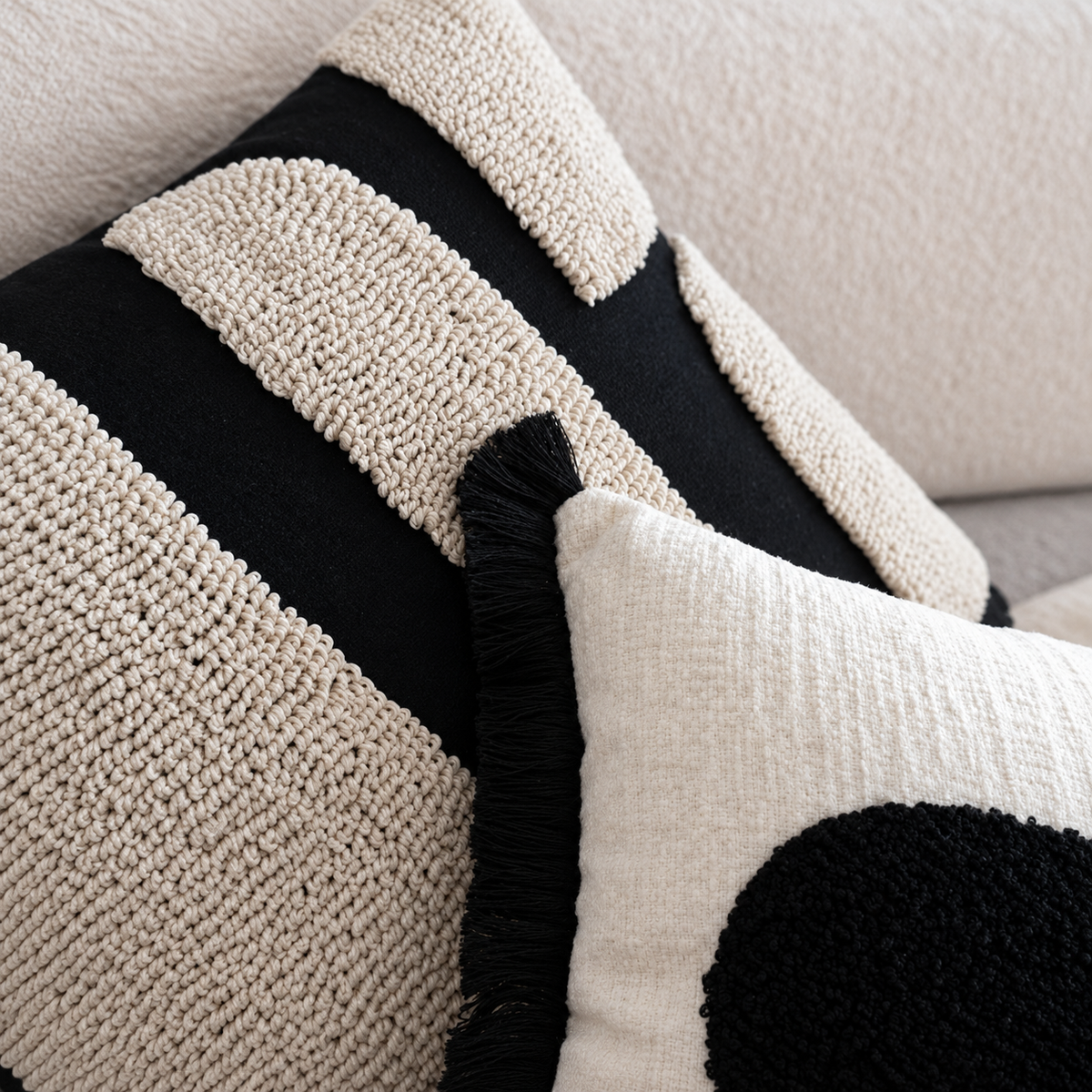 Boho Chunky Tufted Pillow Cover with Hidden Zipper