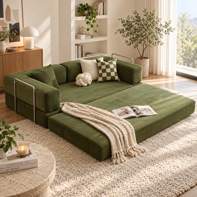 Convertible Corduroy Modular Sofa Bed