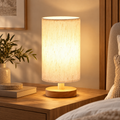 HavvakHome minimalist small table lamp with a natural wood base and cream shade.