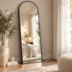 Modern oversized arched wall-leaning mirror designed for bright living spaces from HavvakHome.