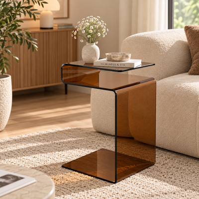 Modern S-Shaped Glass Side Table